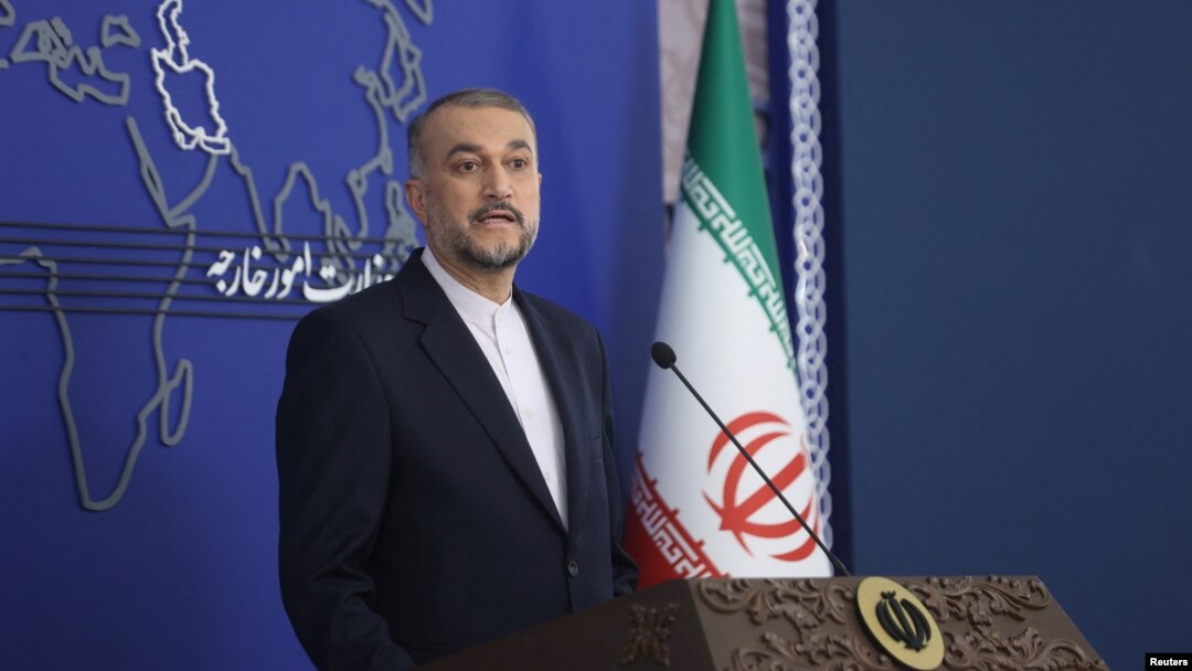 FILE - Iranian Foreign Minister Hossein Amirabdollahian speaks during a press conference after the second 3+3 Regional platform summit in Tehran, Oct. 23, 2023. (WANA via Reuters) 
