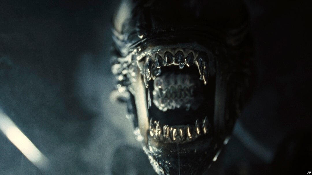 This image released by 20th Century Studios shows Xenomorph in a scene from "Alien: Romulus." (20th Century Studios via AP)