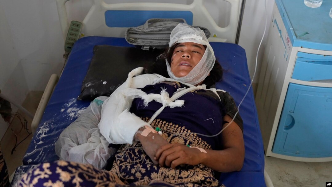 An earthquake victim receives treatment at Bheri hospital in Nepalgunj, Nepal, on Nov. 4, 2023.