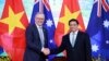 Australian Prime Minister Anthony Albanese, left, and Vietnamese Prime Minister Pham Minh Chinh, left, shake hands, ahead of their bilateral meeting in Hanoi, Vietnam, June 4, 2023.