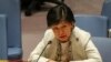 FILE - Izumi Nakamitsu, U.N. representative for disarmament affairs, addresses the U.N. Security Council on Feb. 26, 2020, at U.N. headquarters. On March 11, 2022, Nakamitsu told the council that the U.N. was "not aware of any biological weapons programs” in Ukraine.