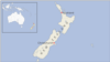 A map of New Zealand showing the cities of Auckland and Christchurch.