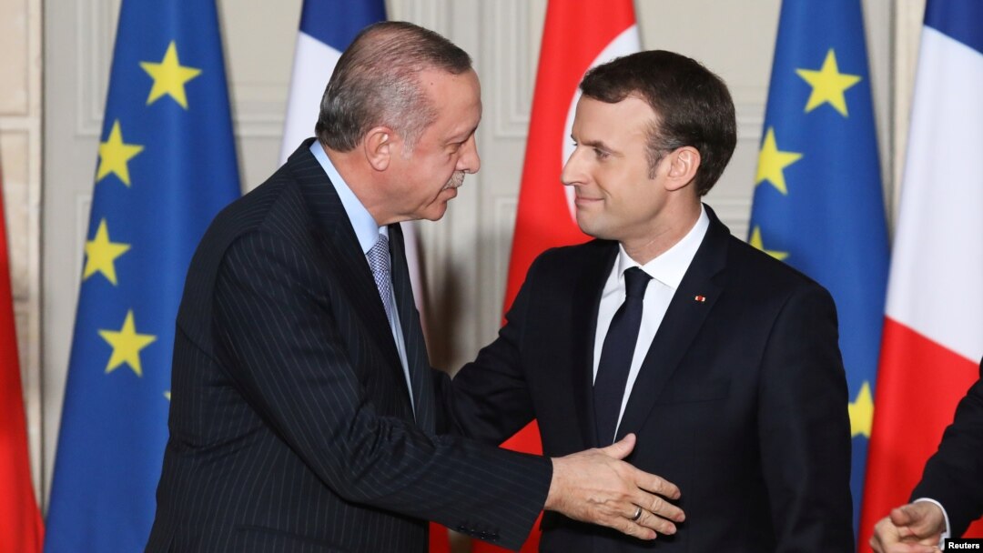 သမ္မတ Recep Tayyip Erdogan နဲ့ ပြင်သစ်သမ္မတ Emmanuel Macron 