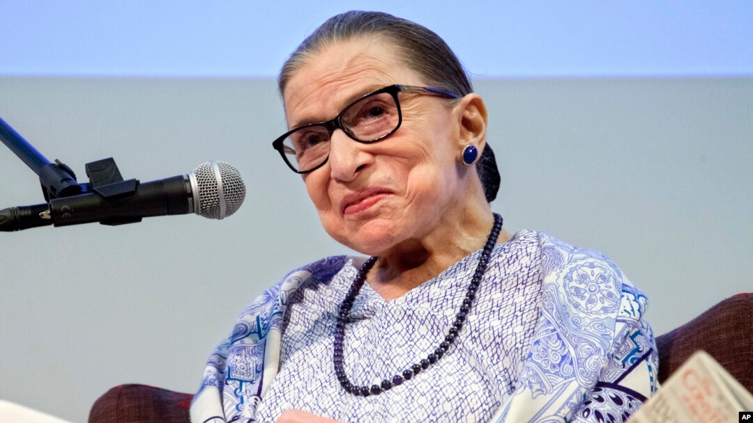 US Supreme Court Justice Ruth Bader Ginsburg speaks after the screening of "RBG," the documentary about her, in Jerusalem, July 5, 2018. 