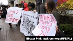 UKRAINE - A protest against the "Kremlin's Hostages" or the hundreds of Ukrainians taken prisoner in Eastern Ukraine and Crimea held in Kyiv on April 11, 2019.