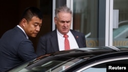 Australia's Trade Minister Don Farrell leaves Beijing Capital International Airport after his arrival in Beijing, China May 11, 2023. 