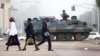An armed soldier patrols a street in Harare, Zimbabwe, Nov. 15, 2017. 
