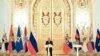 Russian President Vladimir Putin speaks during a ceremony to present military officers and prosecutors appointed to senior command posts and promoted to higher military titles and ranks at the Alexander Hall in the Grand Kremlin Palace in Moscow, Russia, April 11, 2019. EPA-E