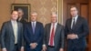 Ričard Grenel, Hašim Tači, Robert O'Brajen i Aleksandar Vučić tokom susreta u Beloj kući (Foto: Savet za nacionalnu bezbednost)