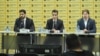 Dimitrije Milić, Dragoslav Rašeta i Mijat Kostić prilikom prezentacije istraživanja organizacije Novi treći put. 
