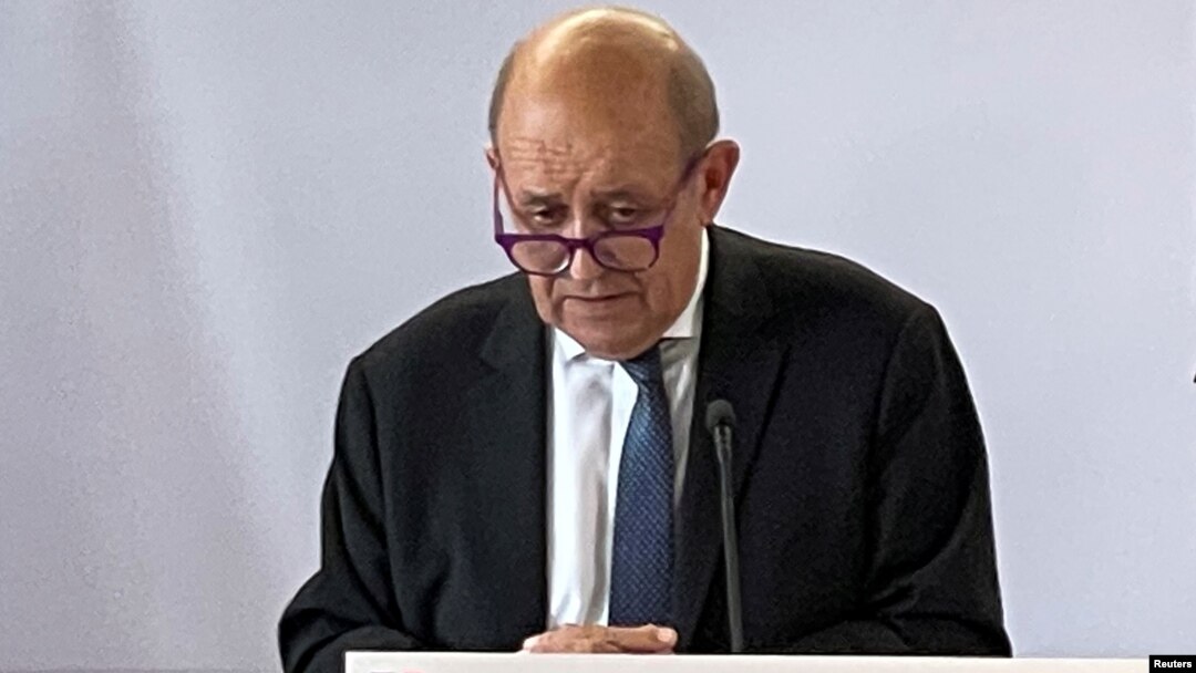 法國外長勒德里昂（Jean-Yves Le Drian）2021年9月20日在紐約出席聯合國大會期間出席記者會（路透社）