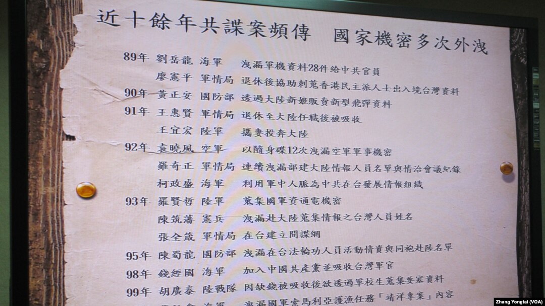 台灣近年來出現的共諜案件(資料照片)