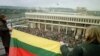 Lithuania -- Thousands of civilians gather to defend the building of the Supreme Council in Vilnius, January 1991
