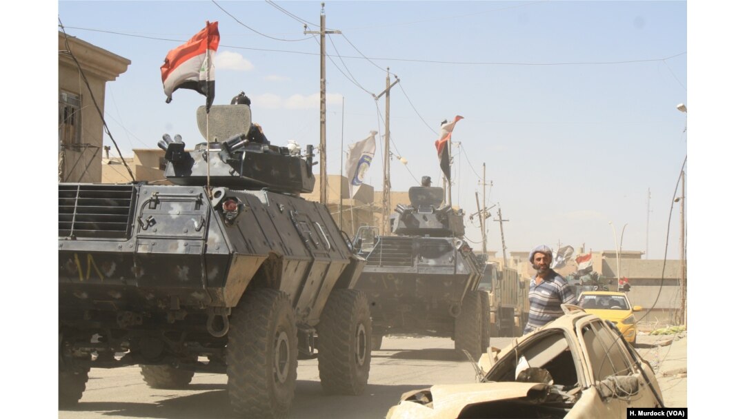 Iraqi forces move towards the battle in Mosul, June 4, just hours before IS threw a homemade chemical weapon at 73rd Brigade Army soldiers on the frontlines.