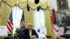 Prezidan Donald Trump nan Biwo Oval la nan Washington. 