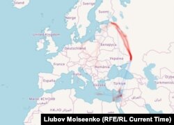 GRAPHIC -- Routes of the private jet M-VITO, owned by “Putin’s Chef,” Yevgeniy Prigozhin. The aircraft was sanctioned over the Russian businessman's alleged efforts to influence the 2018 U.S. midterm elections.