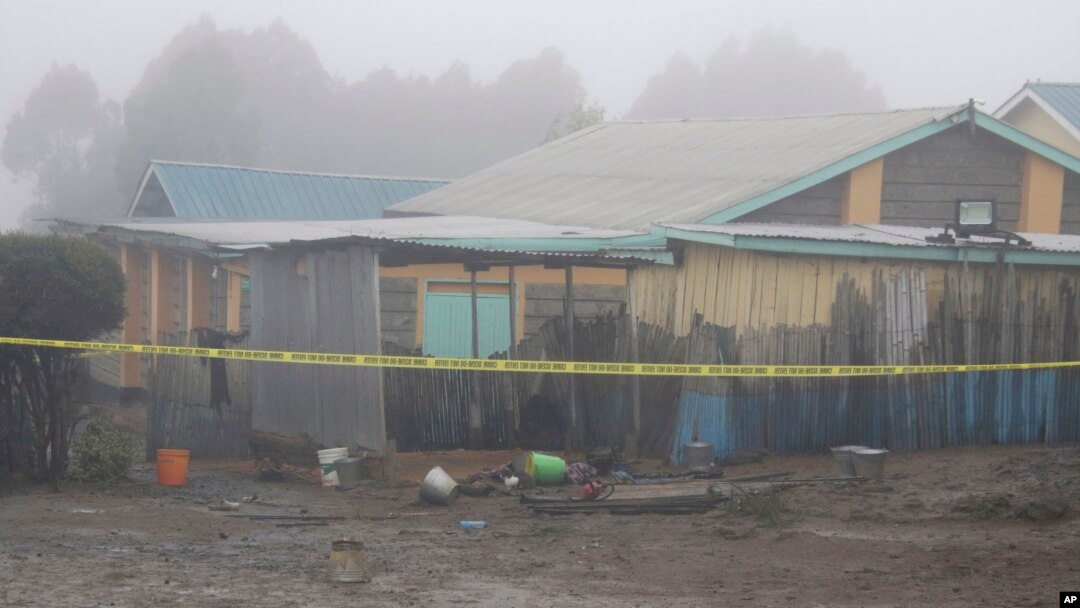 Sehemu ya bweni likiwa limeshika moto katika shule ya msingi ya Hillside Endarasha, Nyeri, Kenya, Sept. 6, 2024.
