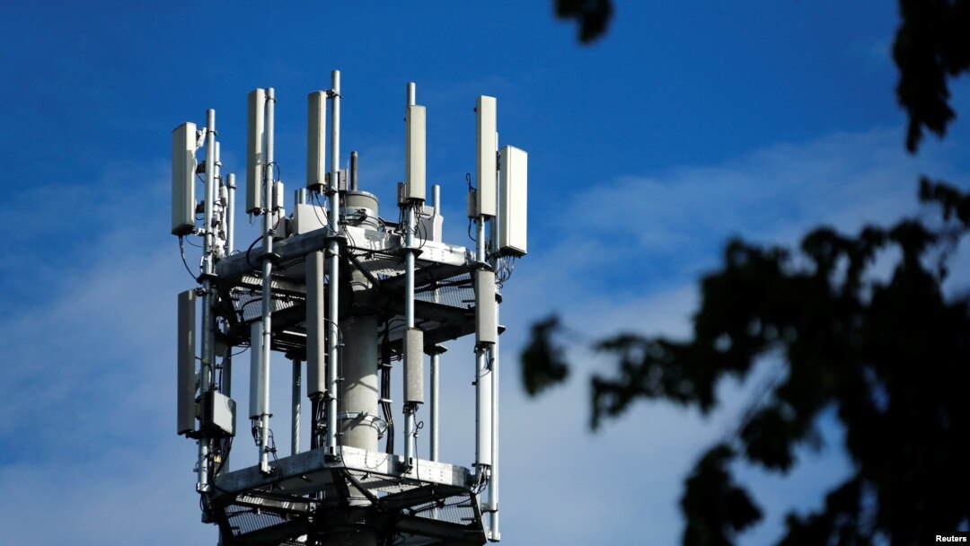 FILE - Relay antennas for mobile phone networks are pictured on a relay mast near Gross-Gerau, Germany, Apr. 25, 2019. 
