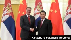Президент Сербии Александр Вучич и председатель Китая Си Цзиньпин на переговорах в Пекине. 25 апреля 2019 года.