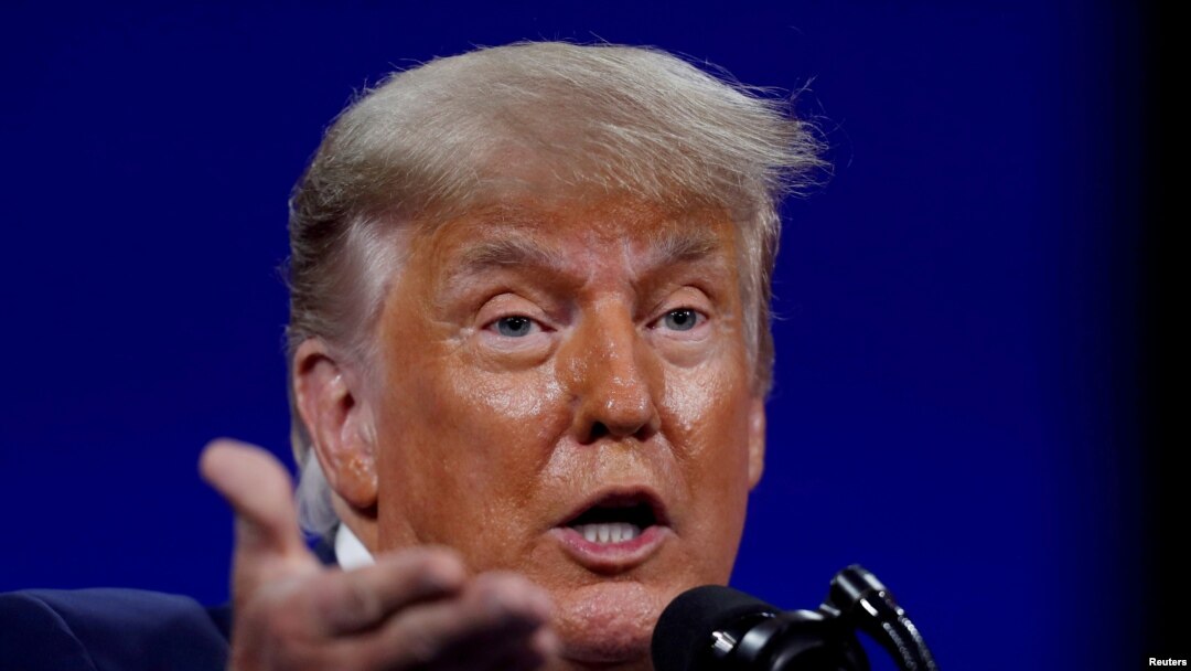 FILE: Former U.S. President Donald Trump speaks at the Conservative Political Action Conference (CPAC) in Orlando, Florida, Feb. 28, 2021. 
