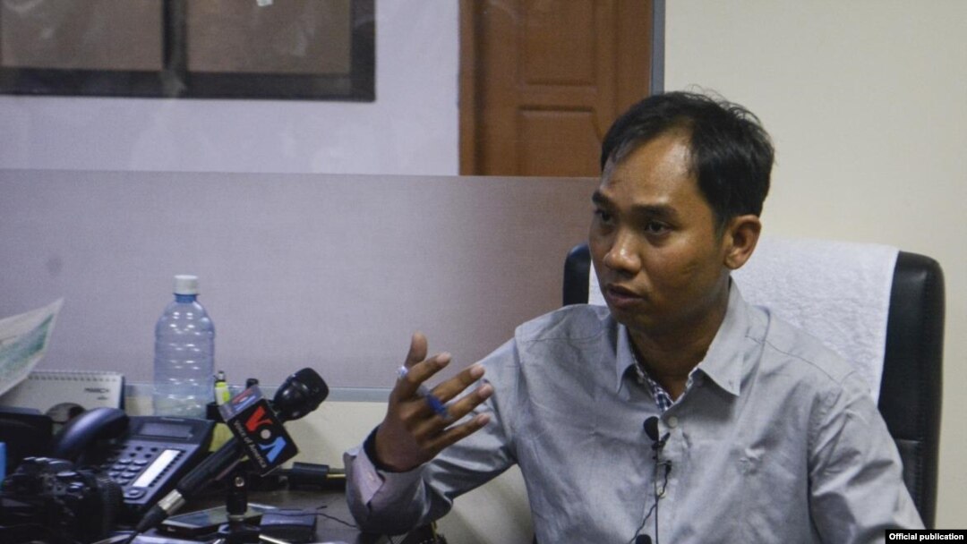 Myanmar Now chief correspondent Ko Swe Win at his office in March.