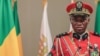 Gabon's new strongman General Brice Oligui Nguema speaks as he is inaugurated as Gabon's interim President, in Libreville on September 4, 2023.